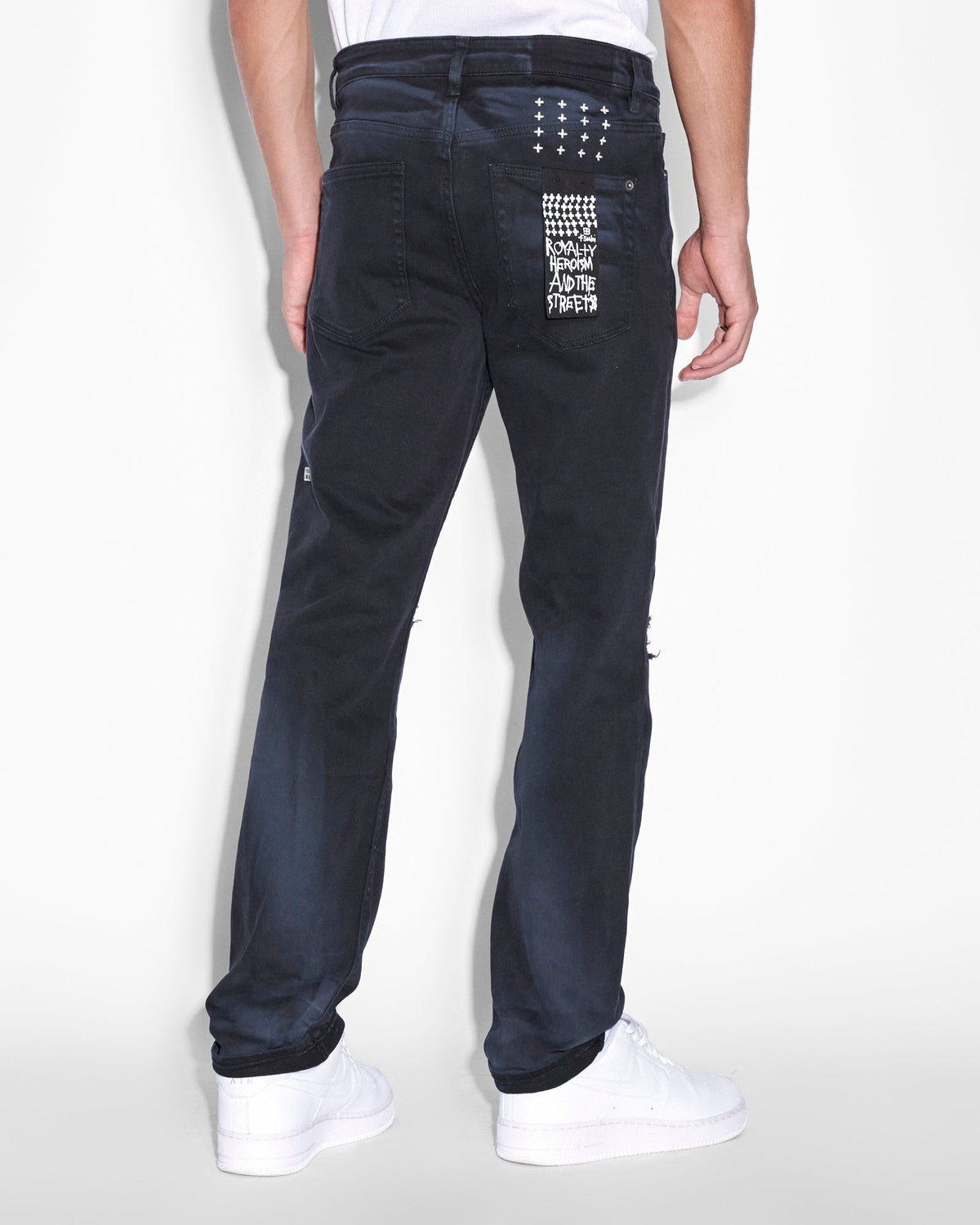 Mens Hazlow Ghosted Angels Straight Denim Jeans - Black