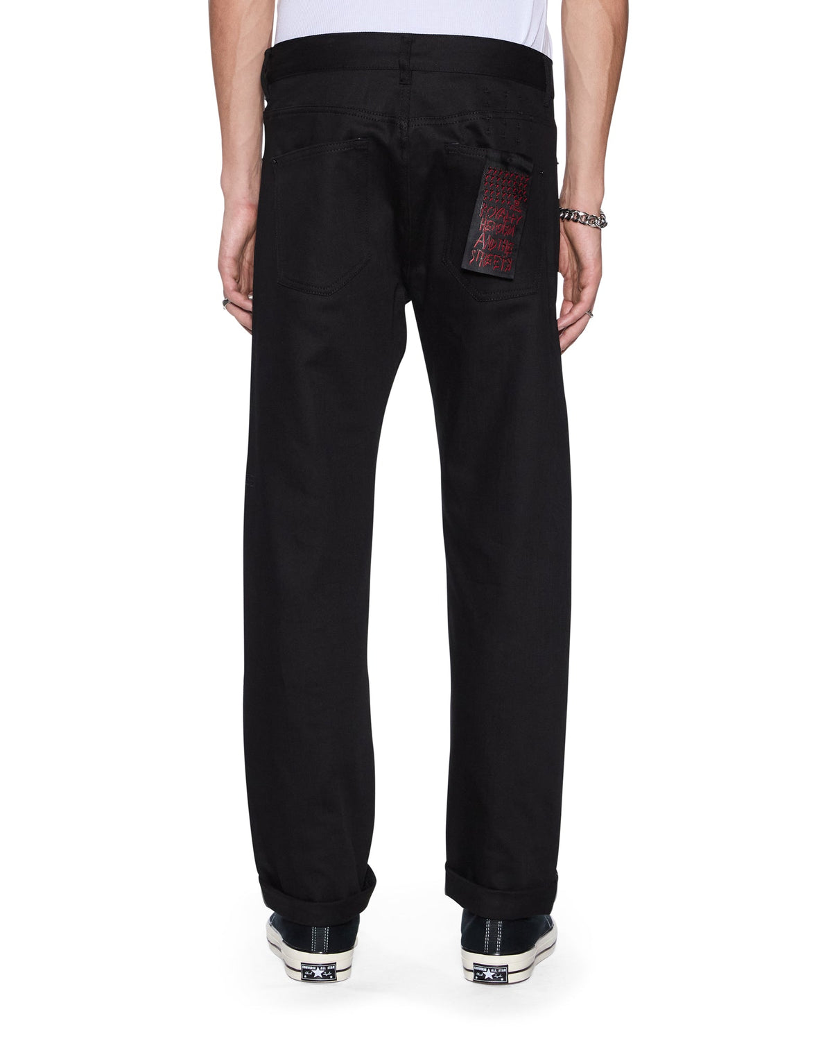 Mens Hazlow Selvedge Raw Black Straight Denim Jeans - Black