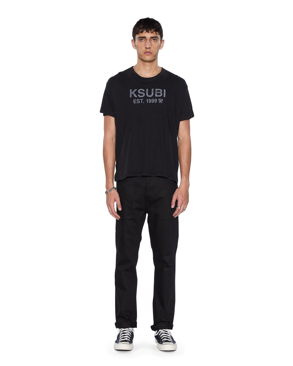 Mens Hazlow Selvedge Raw Black Straight Denim Jeans - Black