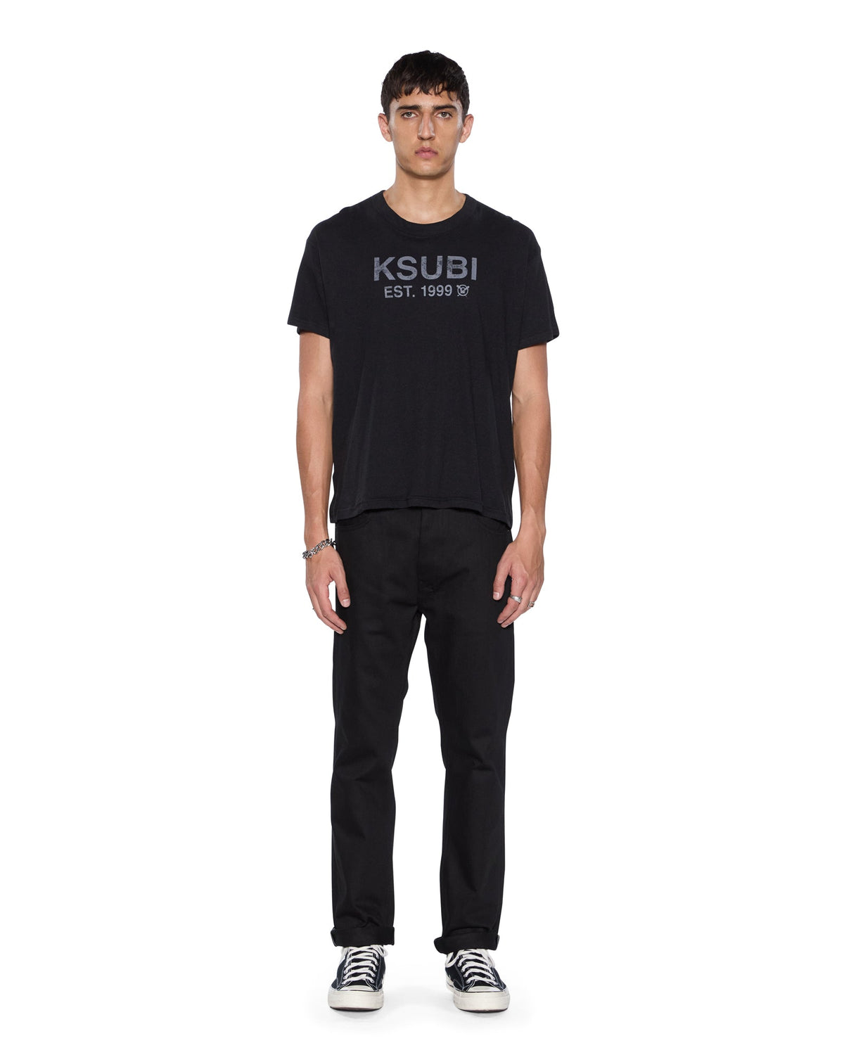 Mens Hazlow Selvedge Raw Black Straight Denim Jeans - Black