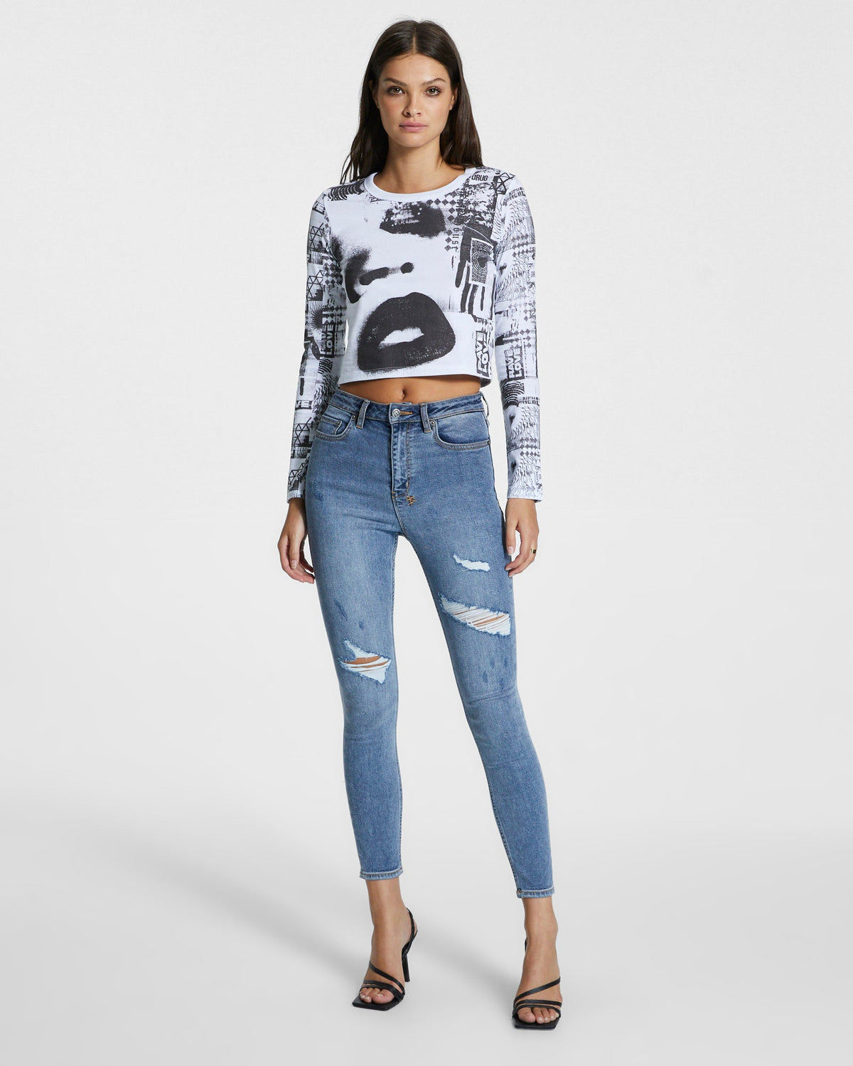Womens Hi N Wasted Exposed Haven Skinny Denim Jeans - Denim