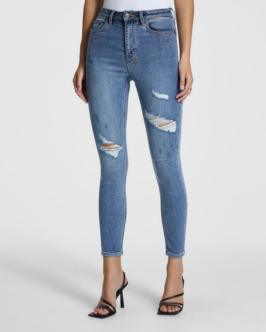Womens Hi N Wasted Exposed Haven Skinny Denim Jeans - Denim