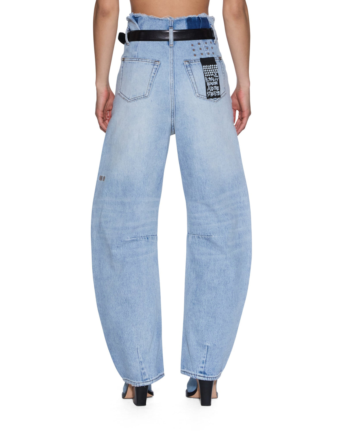 Womens Hi Barrel Jean Cutoff Vapour Barrel Leg Denim Jeans - Denim