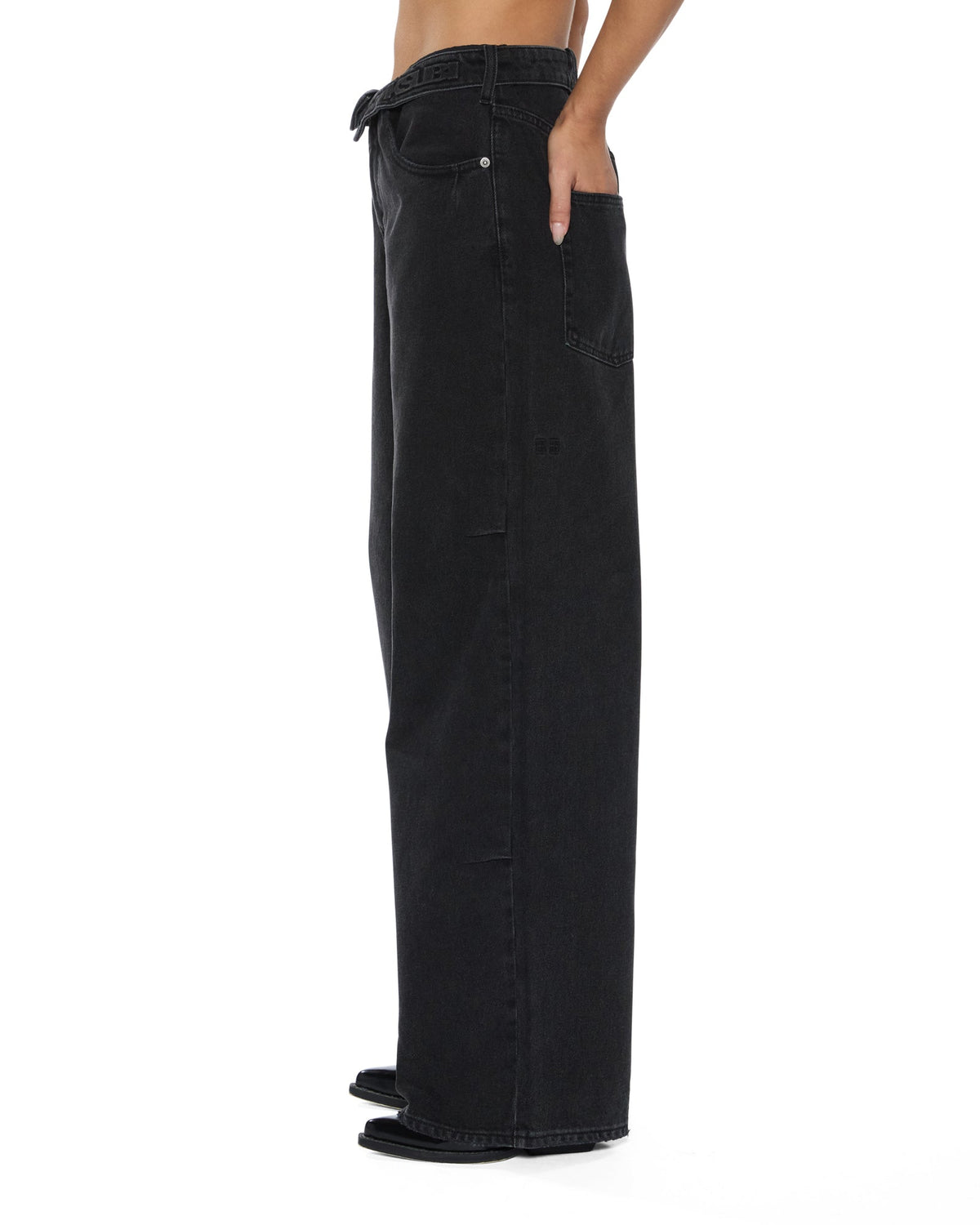 Womens Ksuper Flip Noir Baggy Denim Jeans - Black