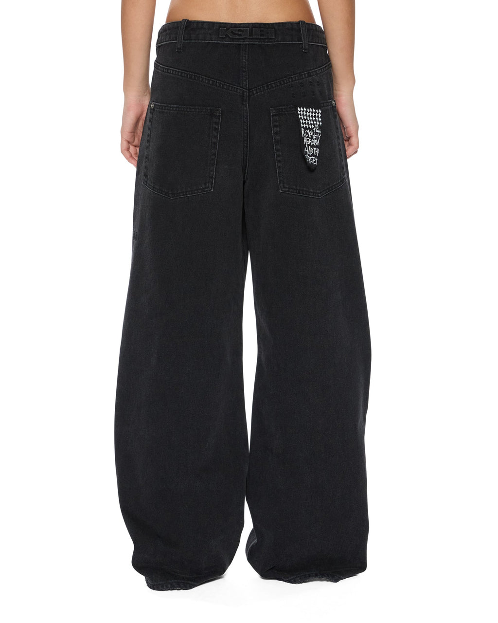 Womens Ksuper Flip Noir Baggy Denim Jeans - Black