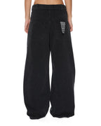 Womens Ksuper Flip Noir Baggy Denim Jeans - Black