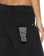 Womens Ksuper Flip Noir Baggy Denim Jeans - Black