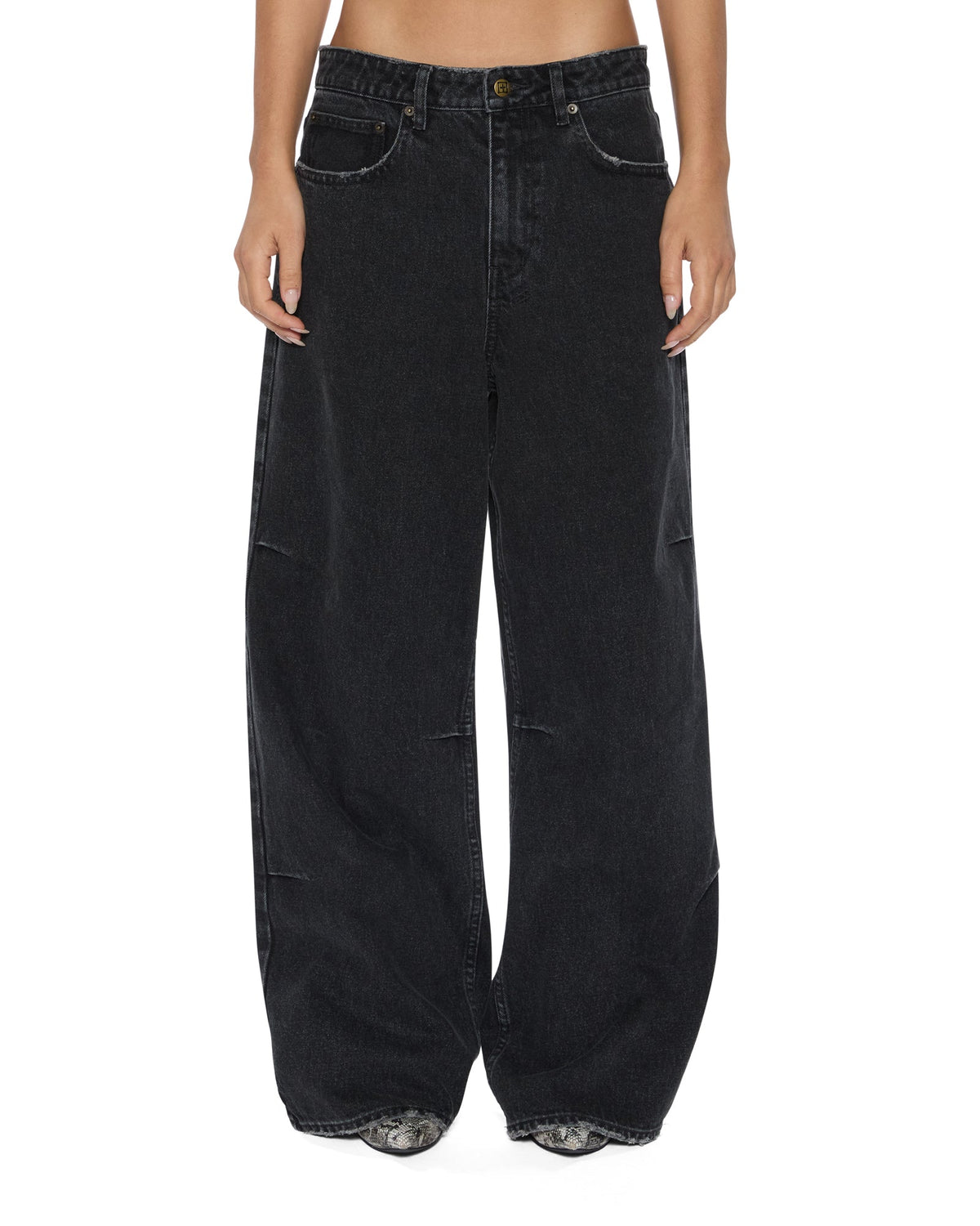 Womens Ksuper Temper Baggy Denim Jeans - Black