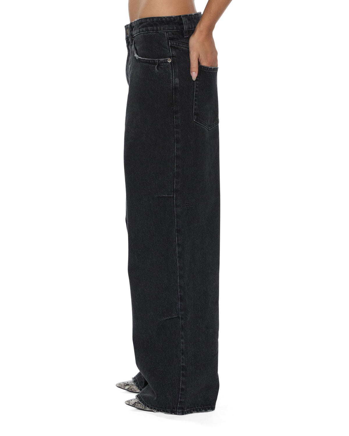 Womens Ksuper Temper Baggy Denim Jeans - Black