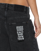Womens Ksuper Temper Baggy Denim Jeans - Black