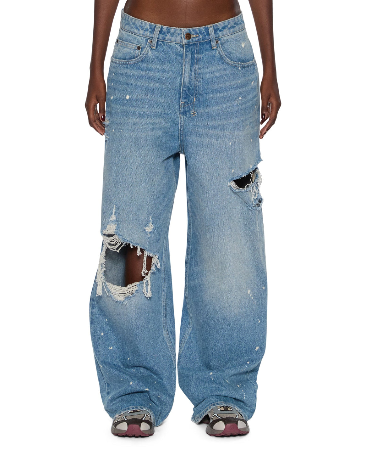 Womens Ksuper Surge Trashed Baggy Denim Jeans - Denim