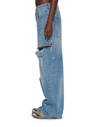 Womens Ksuper Surge Trashed Baggy Denim Jeans - Denim