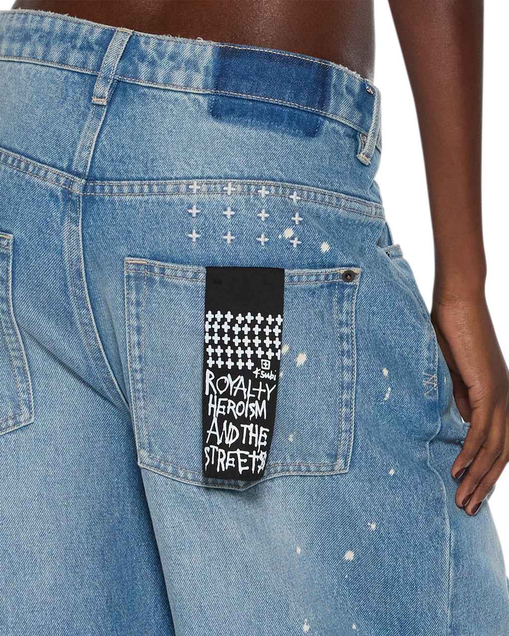 Womens Ksuper Surge Trashed Baggy Denim Jeans - Denim