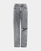 Womens Low Rider Dime Sliced Baggy Denim Jeans - Grey