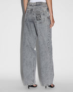 Womens Low Rider Dime Sliced Baggy Denim Jeans - Grey