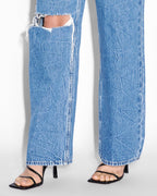 Womens Low Rider Ramble Trashed Baggy Denim Jeans - Denim