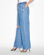 Womens Low Rider Ramble Trashed Baggy Denim Jeans - Denim