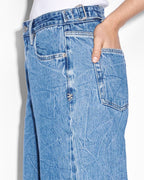 Womens Low Rider Ramble Trashed Baggy Denim Jeans - Denim