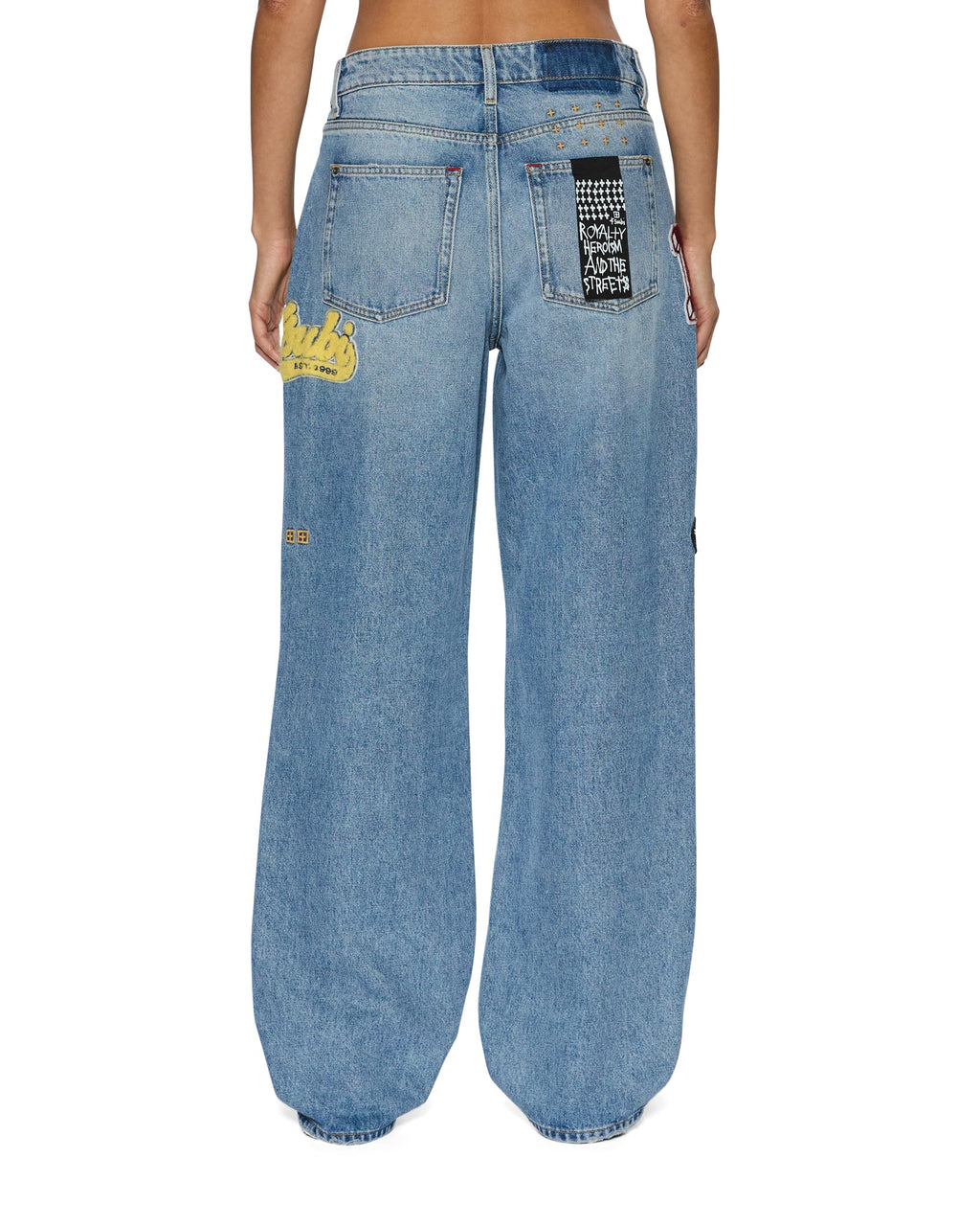 Womens Low Rider Horizon Patch Relaxed Denim Jeans - Denim
