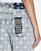 Womens Low Rider Monogram Splits Relaxed Denim Jeans - Denim