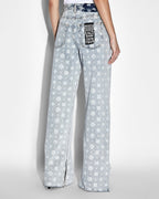 Womens Low Rider Monogram Splits Relaxed Denim Jeans - Denim