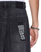 Mens Maxx Carbon Black Baggy Denim Jeans - Grey