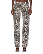 Mens Mowalola Anti K Cheetah Relaxed Denim Jeans - Multi Colour