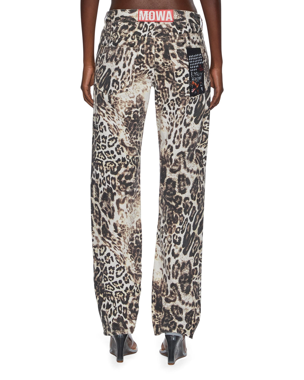 Mens Mowalola Anti K Cheetah Relaxed Denim Jeans - Multi Colour