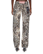 Mens Mowalola Anti K Cheetah Relaxed Denim Jeans - Multi Colour