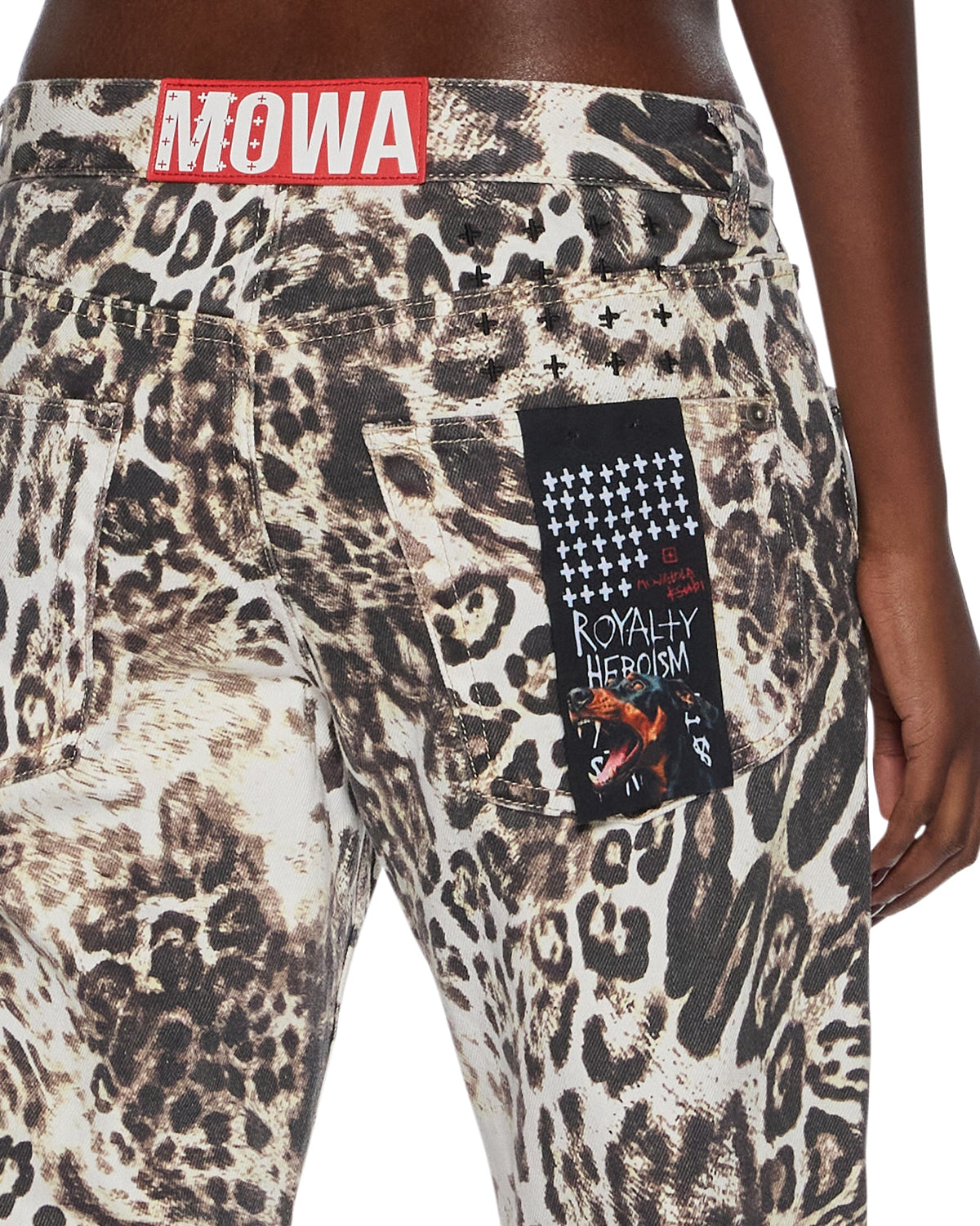 Mens Mowalola Anti K Cheetah Relaxed Denim Jeans - Multi Colour