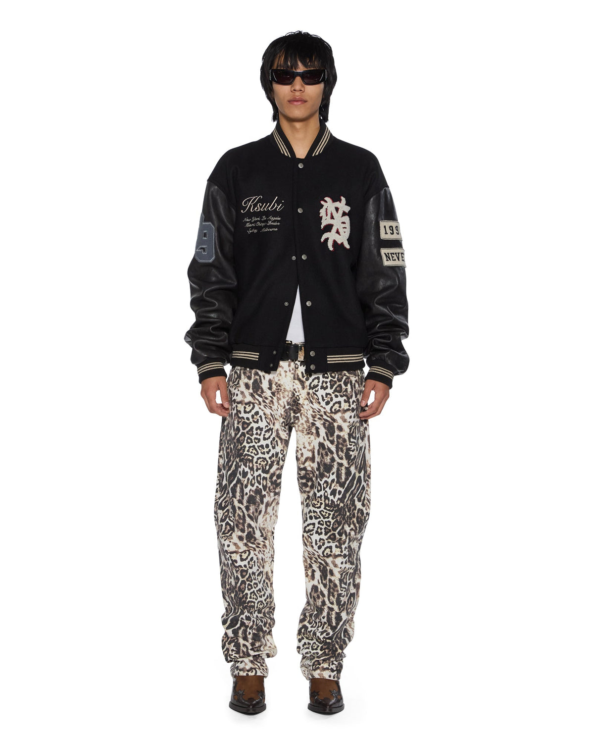 Mens Mowalola Anti K Cheetah Relaxed Denim Jeans - Multi Colour
