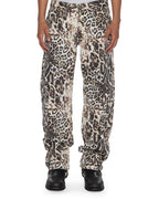 Mens Mowalola Anti K Cheetah Relaxed Denim Jeans - Multi Colour