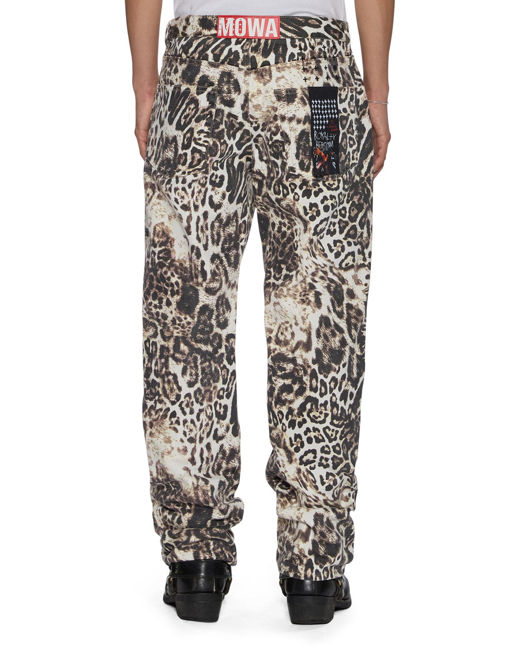 Mens Mowalola Anti K Cheetah Relaxed Denim Jeans - Multi Colour