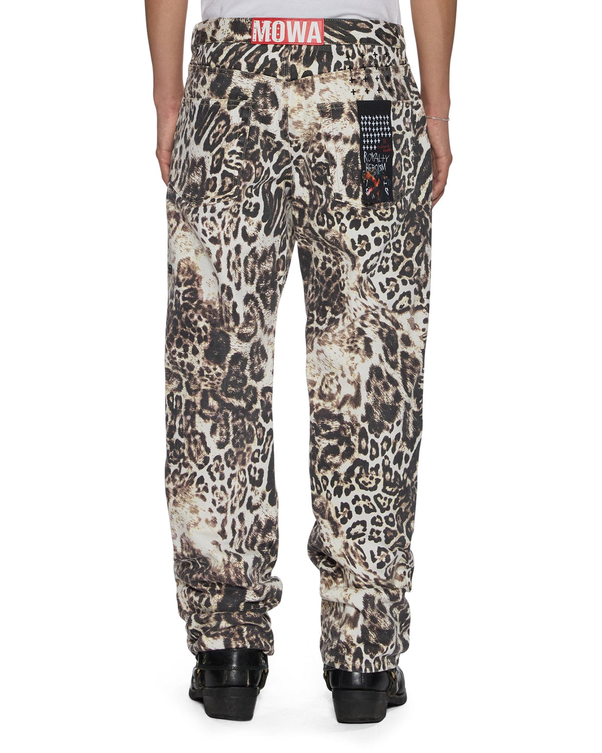 Mens Mowalola Anti K Cheetah Relaxed Denim Jeans - Multi Colour