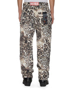 Mens Mowalola Anti K Cheetah Relaxed Denim Jeans - Multi Colour