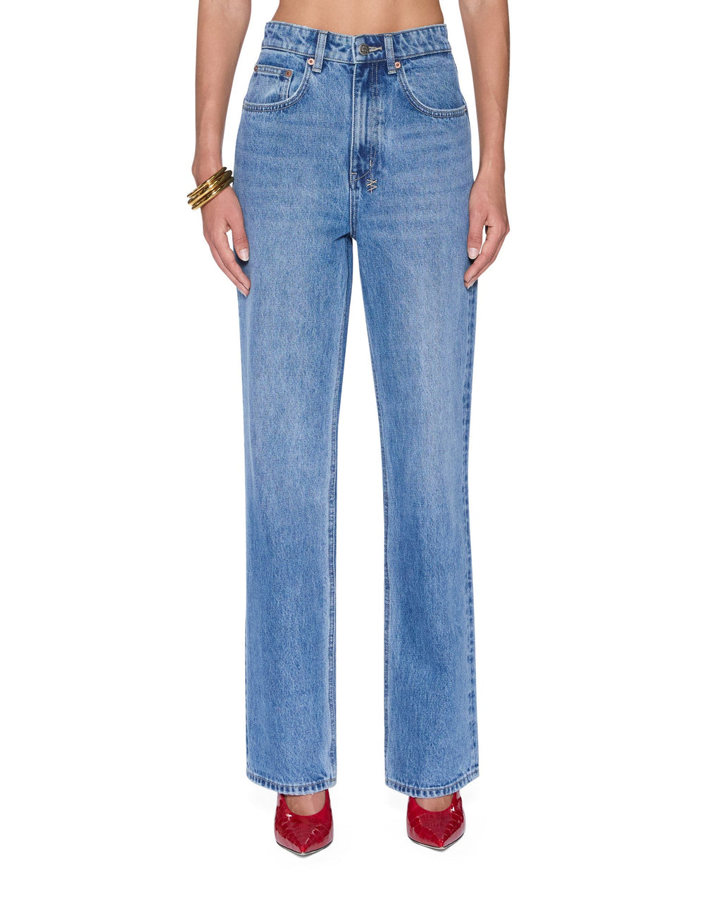 Womens Icon Jean Frenchie Blue Straight Denim Jeans - Denim