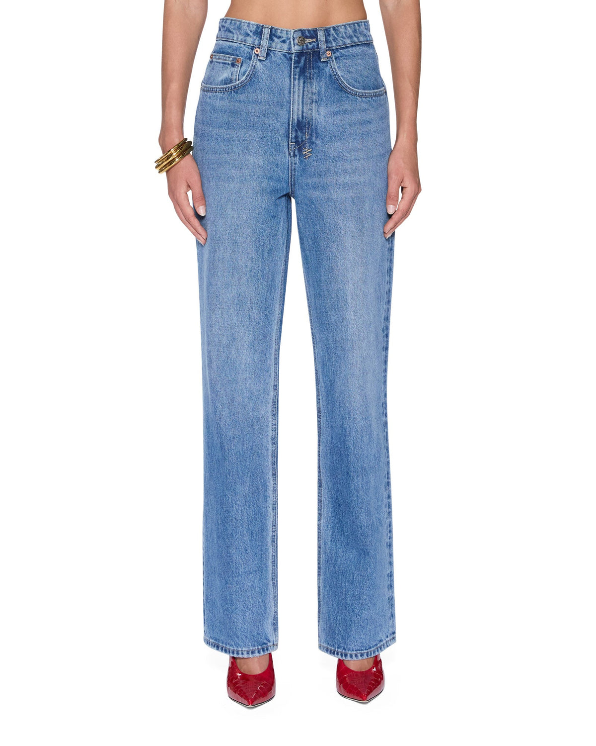 Womens Icon Jean Frenchie Blue Straight Denim Jeans - Denim