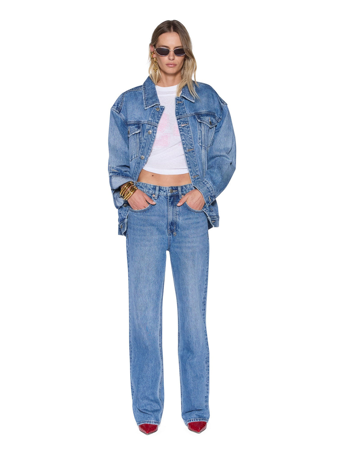 Womens Icon Jean Frenchie Blue Straight Denim Jeans - Denim
