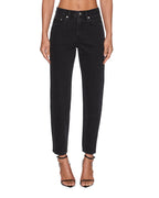Womens Pinup Crop Jean Noir Straight Denim Jeans - Black