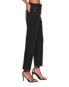 Womens Pinup Crop Jean Noir Straight Denim Jeans - Black