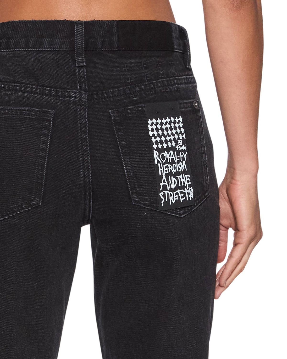 Womens Pinup Crop Jean Noir Straight Denim Jeans - Black
