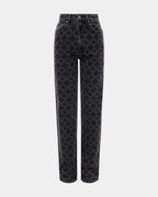 Womens Playback Iconic Eteched Straight Denim Jeans - Black