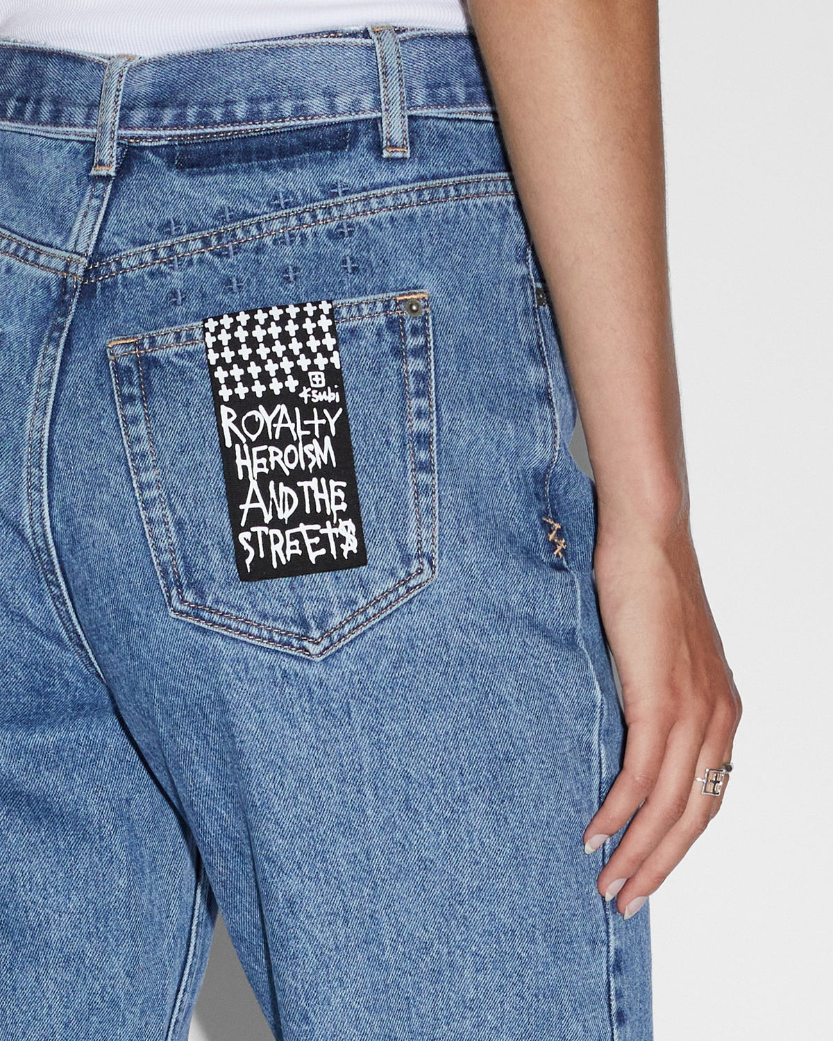 Womens Playback Belted Heritage Straight Denim Jeans - Denim