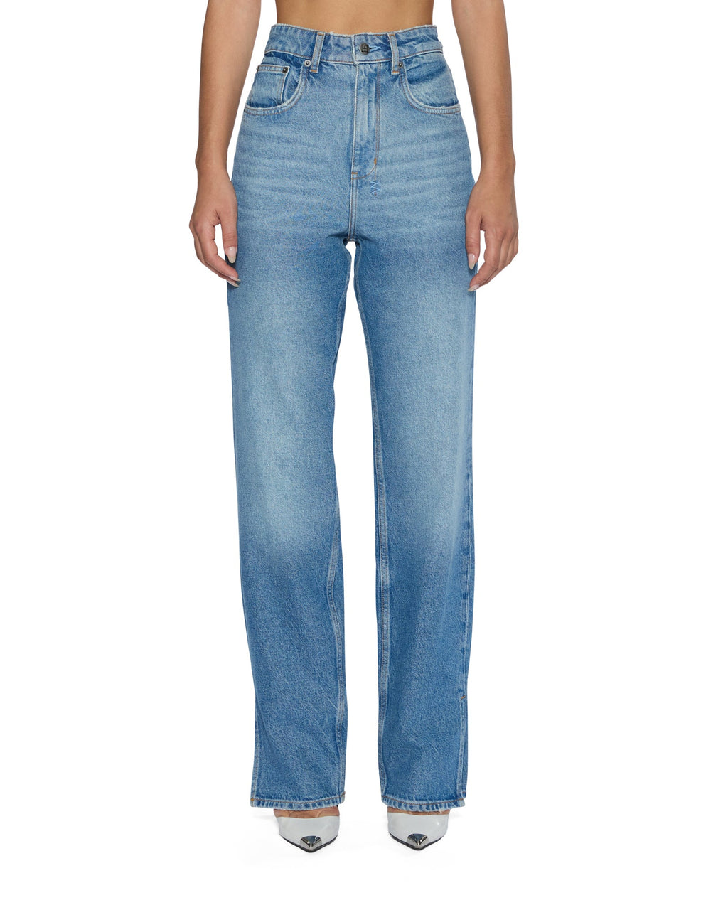 Womens Playback Splits Tru Vintage Straight Denim Jeans - Denim