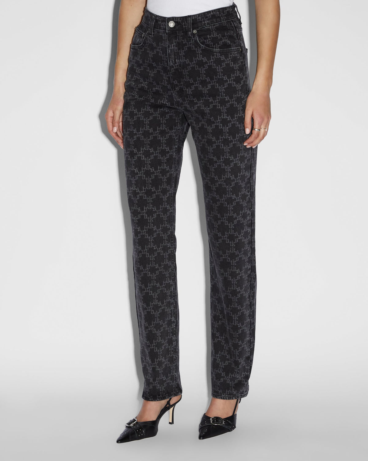Womens Playback Iconic Eteched Straight Denim Jeans - Black