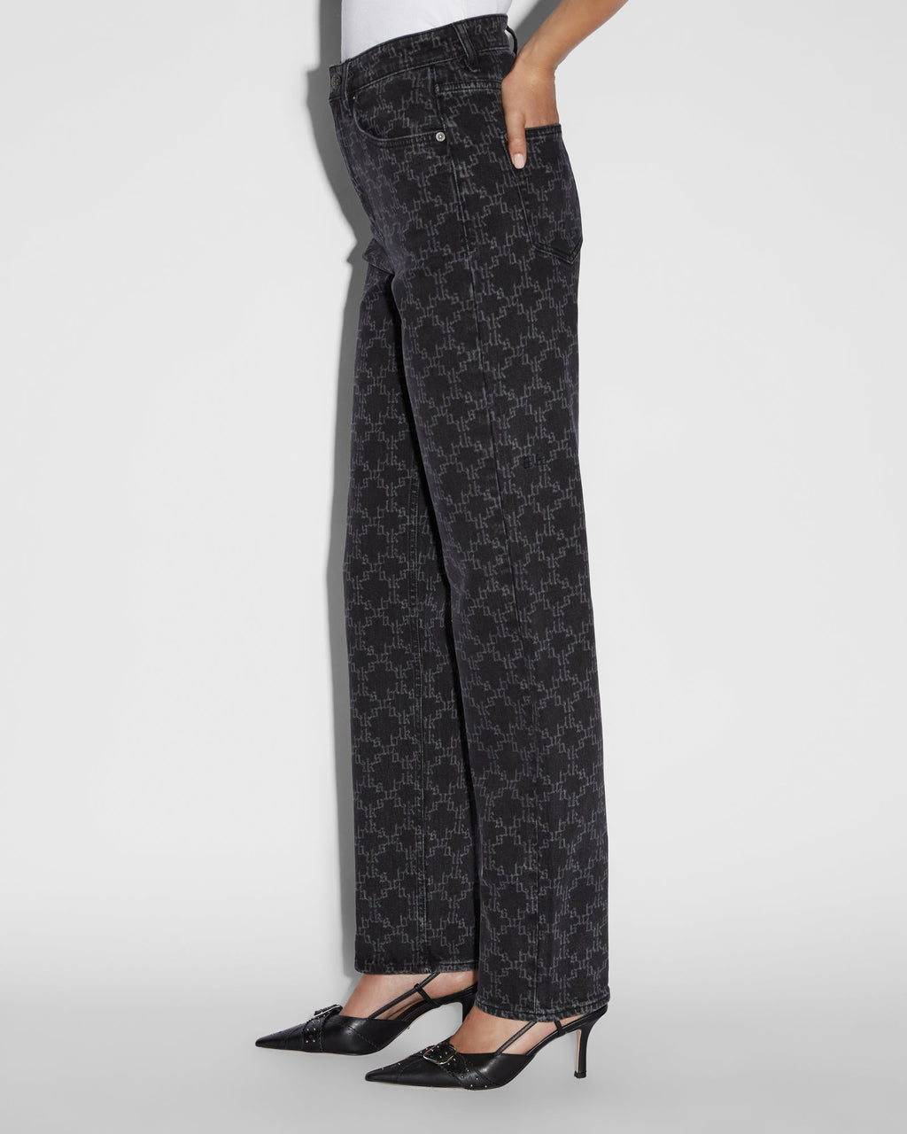 Womens Playback Iconic Eteched Straight Denim Jeans - Black