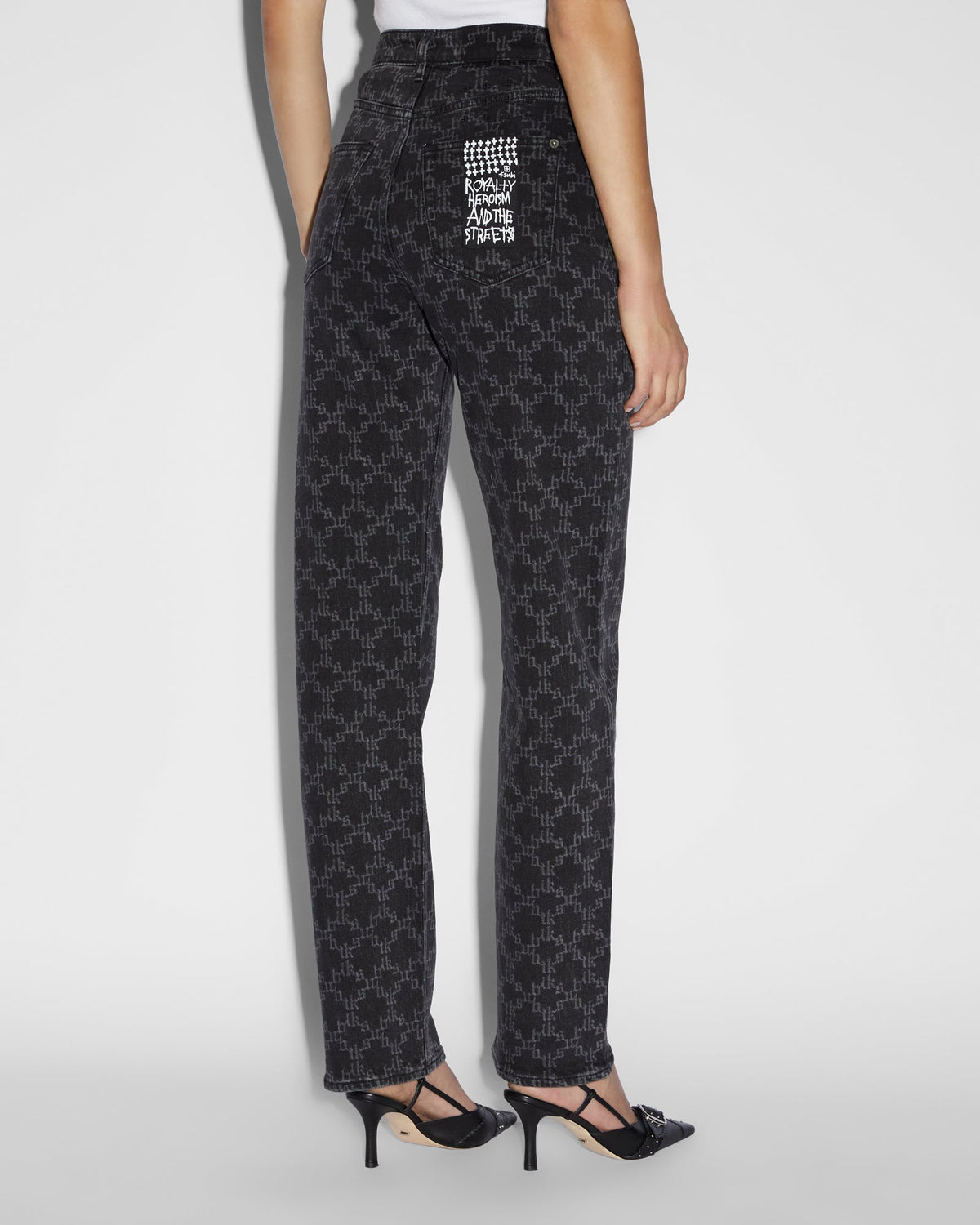 Womens Playback Iconic Eteched Straight Denim Jeans - Black
