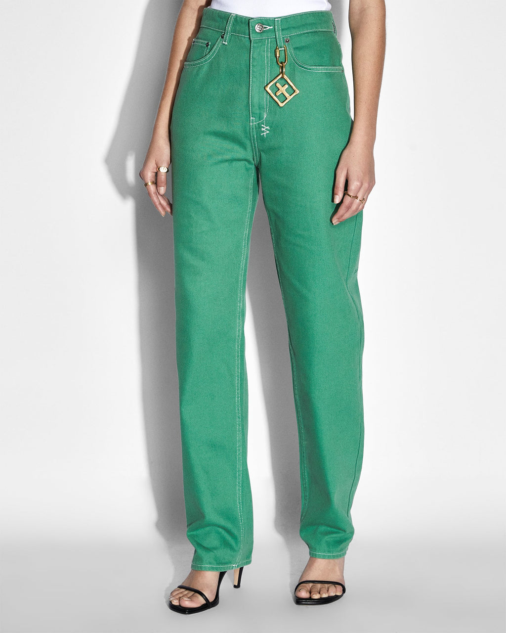Womens Playback Jade Straight Denim Jeans - Green