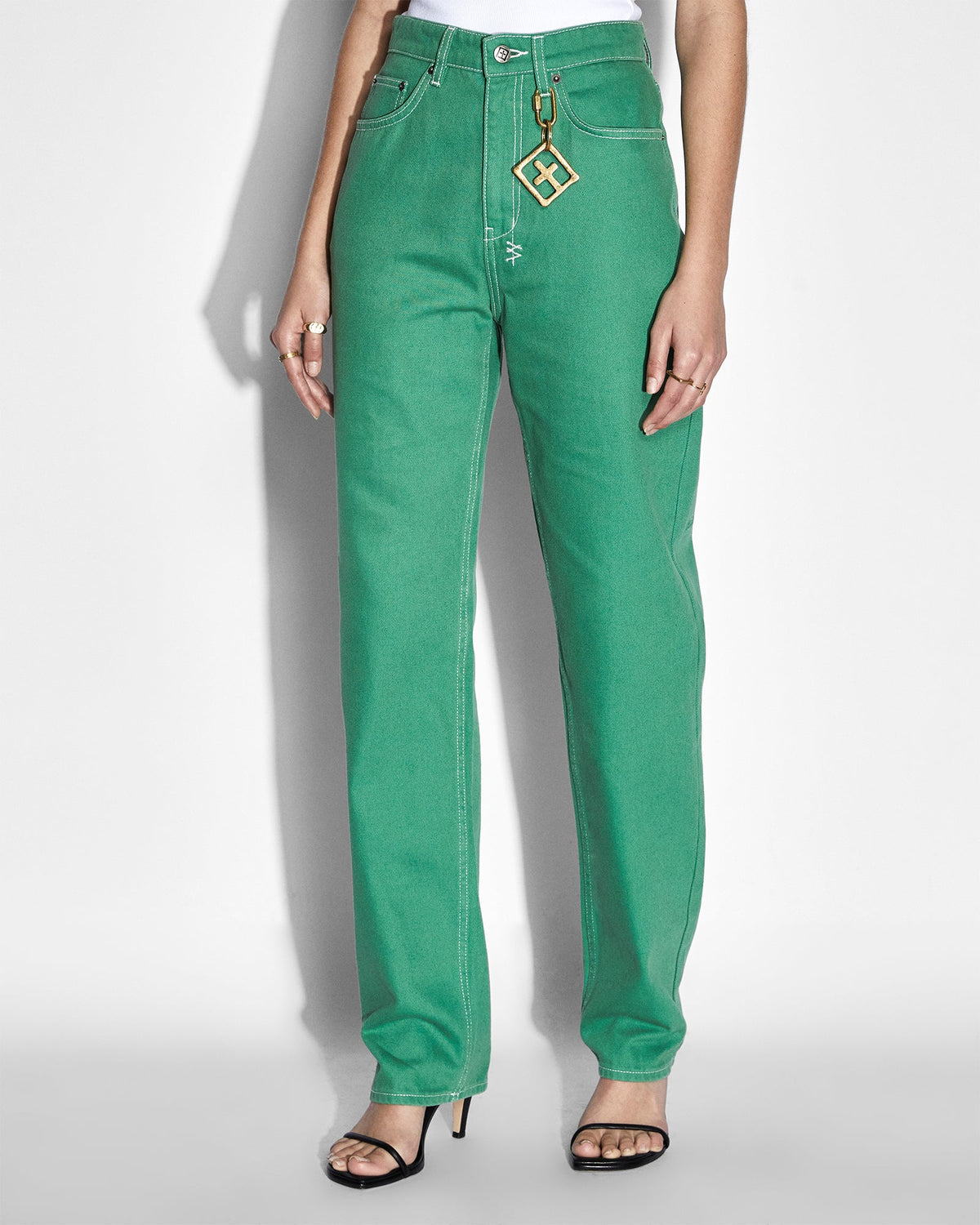 Womens Playback Jade Straight Denim Jeans - Green