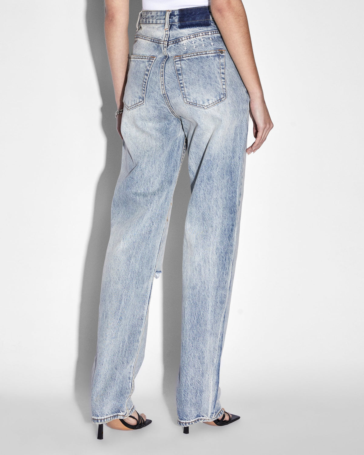 Womens Playback Skream Trashed Straight Denim Jeans - Denim